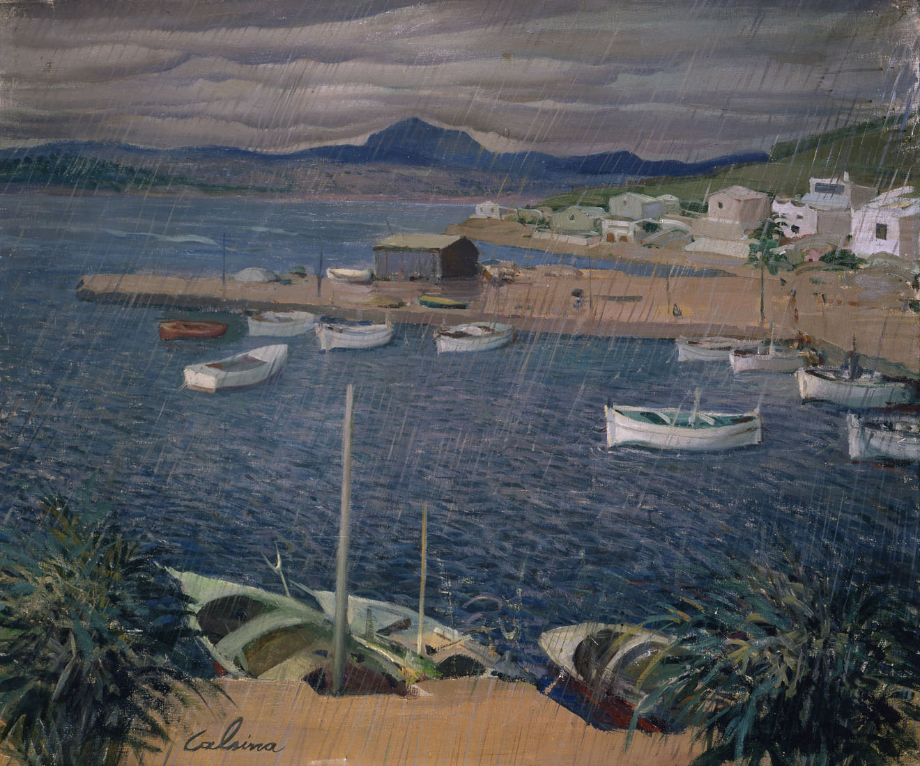 1957 Fornells bajo la lluvia